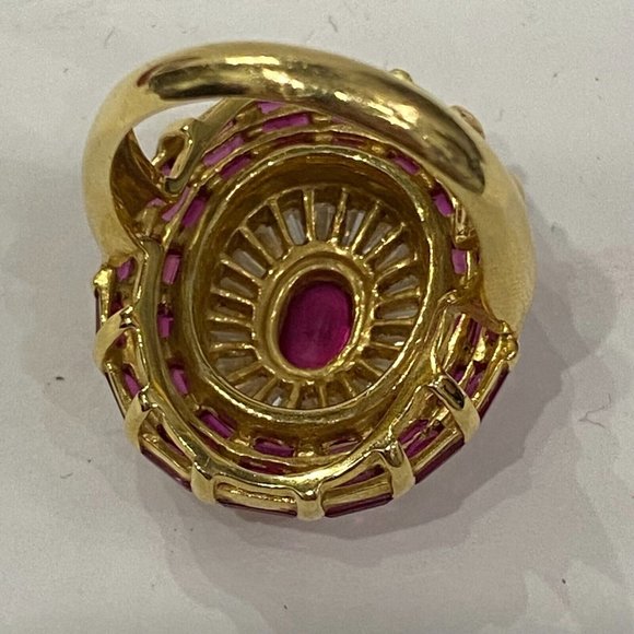 10k VINTAGE ORIGINAL ART DECO 18K GOLD NATURAL DIAMOND AND RUBY RING Size 7 - Picture 11 of 15